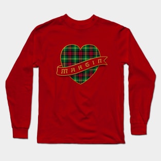 The MARTIN Family Tartan - Retro Heart & Ribbon Family Insignia Long Sleeve T-Shirt